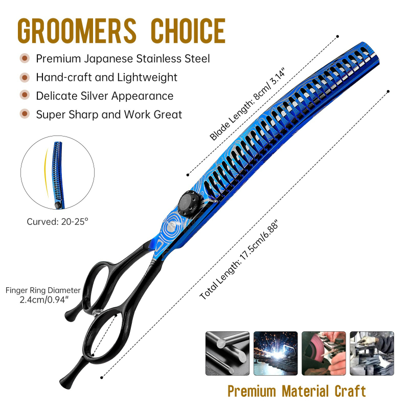 Fishbone Teeth Curved Chunker  - Dog Grooming Clippers recension och pris