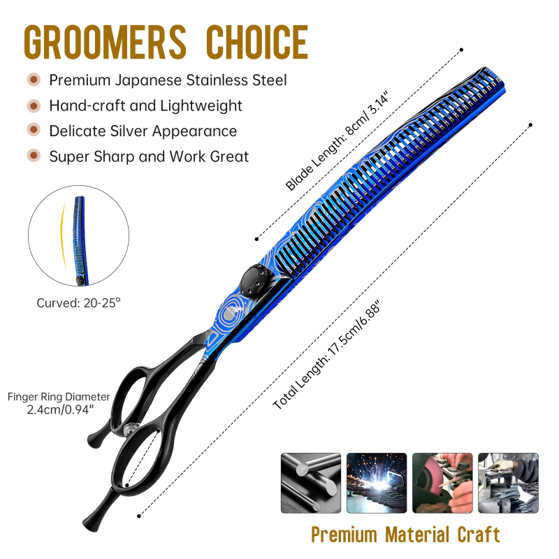 Fishbone Teeth Curved Chunker  - Dog Grooming Clippers recension och pris